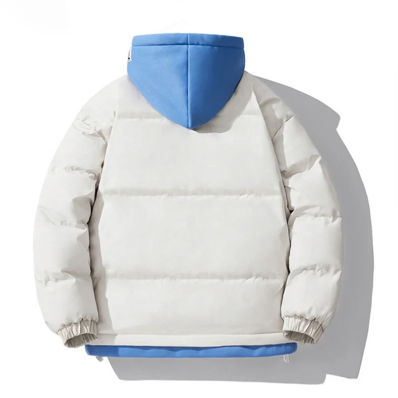Winter Padded Jacket Men Fake Two Piece Hooded Quilted Coat Fashion Handsome Loose Casual Thick Windproof Warm Wadded Jacket