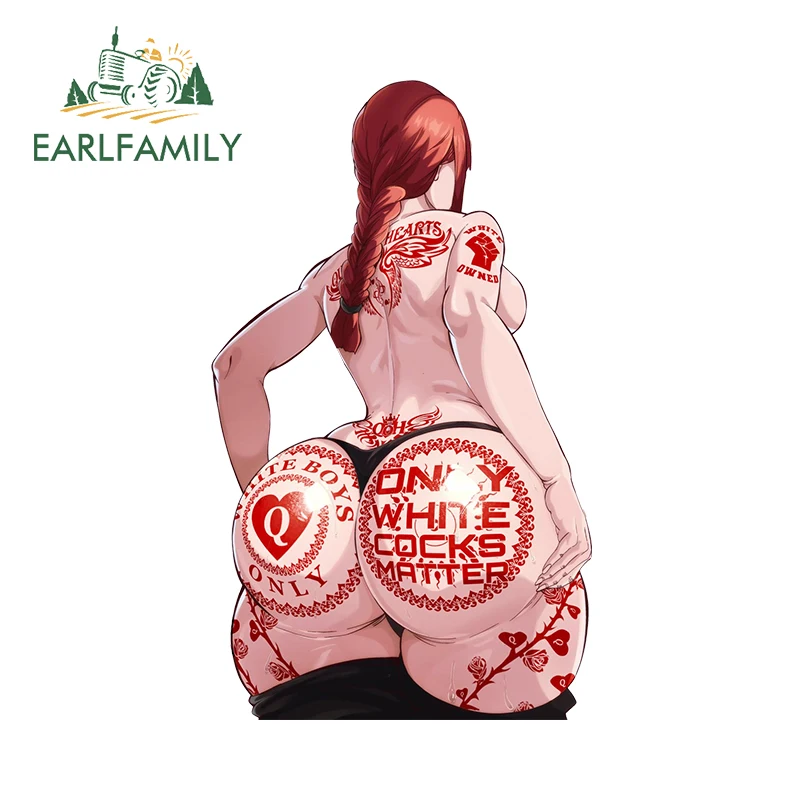 EARLFAMILY Makima Red Tattoos Girl Nude Ass Hentai Car Stickers Ecchi Huge Butt Waifu Booty Vinyl Decals Motorcycle Racing Decor