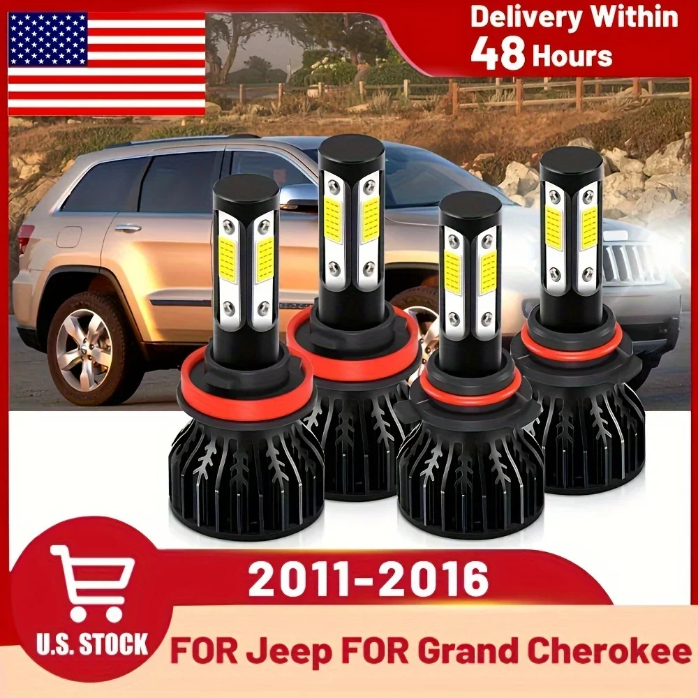 

For Jeep For Grand Cherokee (2011-2016), 9005/HB3+H11 LED Headlight High Low Bulbs Combo 4pcs