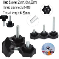 5/10pcs M4 M5 M6 M8 M10 Carbon Steel Star Thumb Screw Bolt, Hand Knob Clamping Handle, Star Shape Head Machine Screw