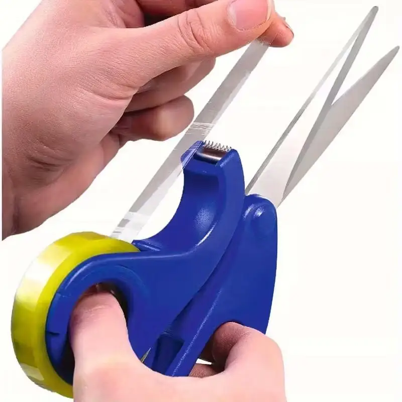 2 In 1 Scissors And Cutter With Tape Dispenser Multipurpose Paper Roll Cutter For Gift Wrapping Office Use