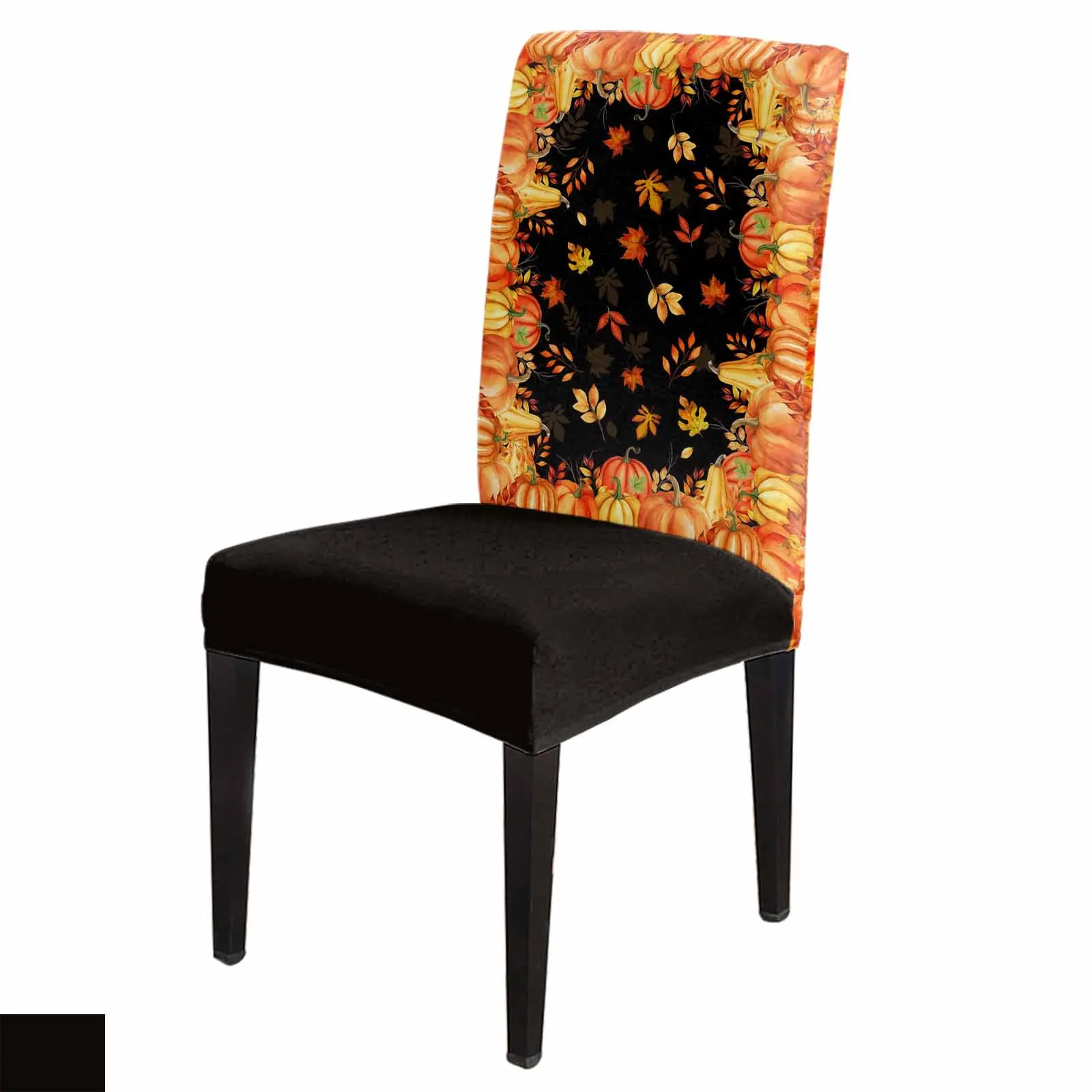 

Vintage Black Pumpkin Fallen Leaves Spandex Chair Cover Office Banquet Chair Protector Cover Stretch Chair Cover for Dining Room