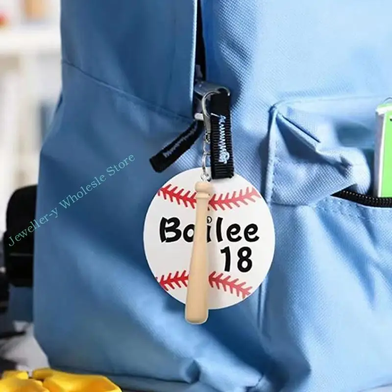 

R7UF 36 Pcs Baseball Acrylic Keychain Blanks Acrylic Baseball Blanks Snap Hook