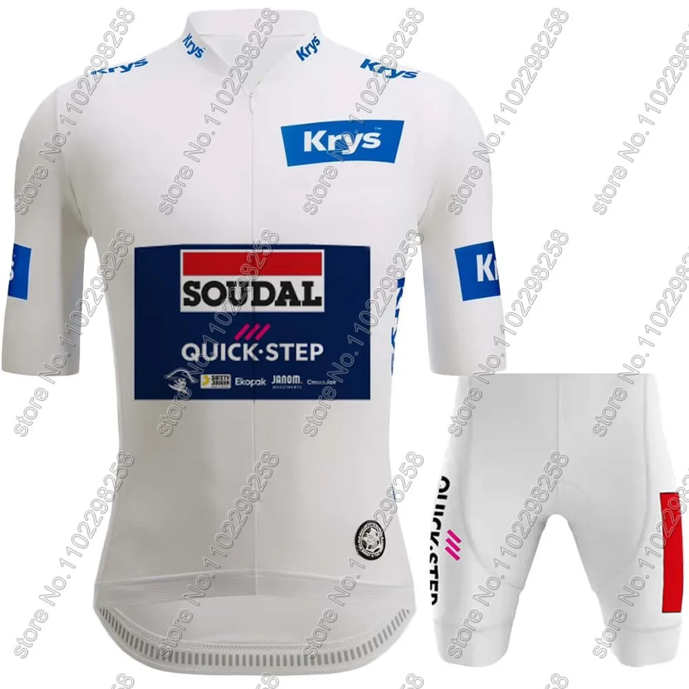 Maillot Soudal Quick Step 2024 Cycling Jersey Set Mens White Short Sleeve Clothing Road Bike Shirt Suit Bicycle Bib Shorts Pants