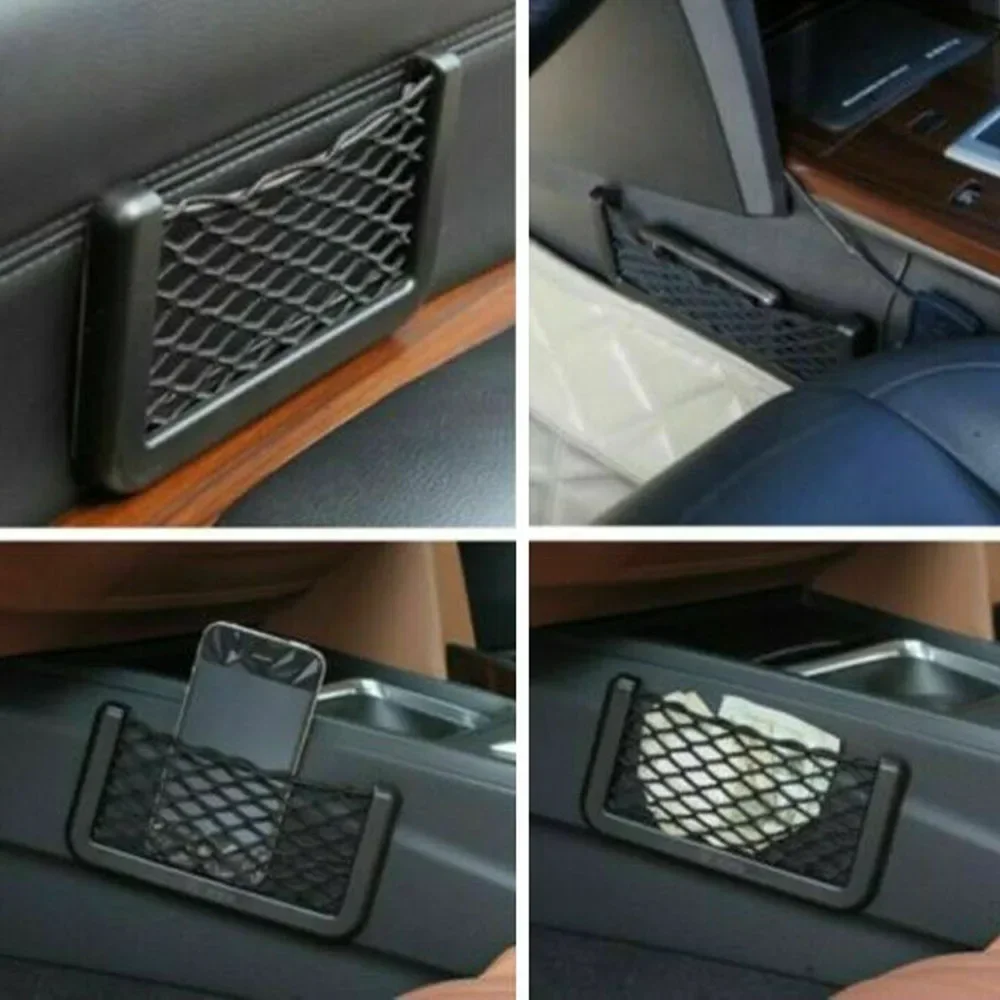 3pcs Universal Car Organizer Mesh Storage Bag Net Pocket Phone Holder Net Auto Seat Side Interior Back Sundries Pocket Holder image 6
