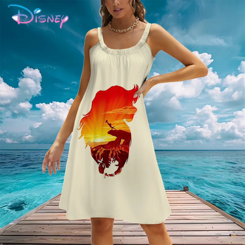 Disney's The Lion King Sling Women's Beach Dress Cool Street Wear Cheap Clothes Summer Fashion Elegant Party Dresses 2024 S-3XL