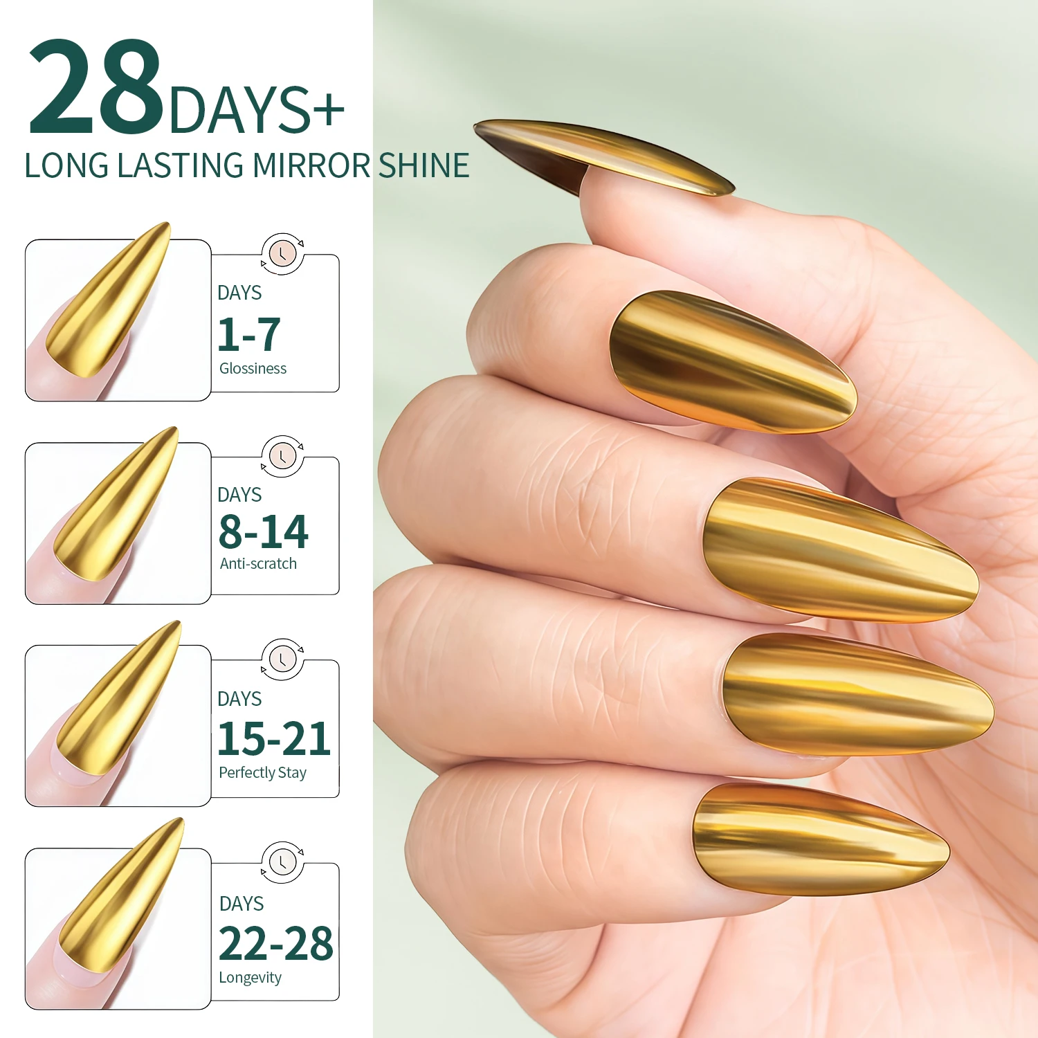 معطف علوي مرآة سحرية من Nailpop 15 مل يعزز تأثير المرآة تأثير لامع يدوم طويلاً يلمع طلاء جل بدون مسح تطبيق سهل #5