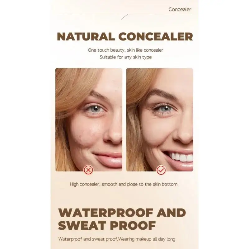 フルカバレッジ液体コンシーラー防水ファンデーションメイクアップベース長期的なクリームくまにきびナチュラルマット