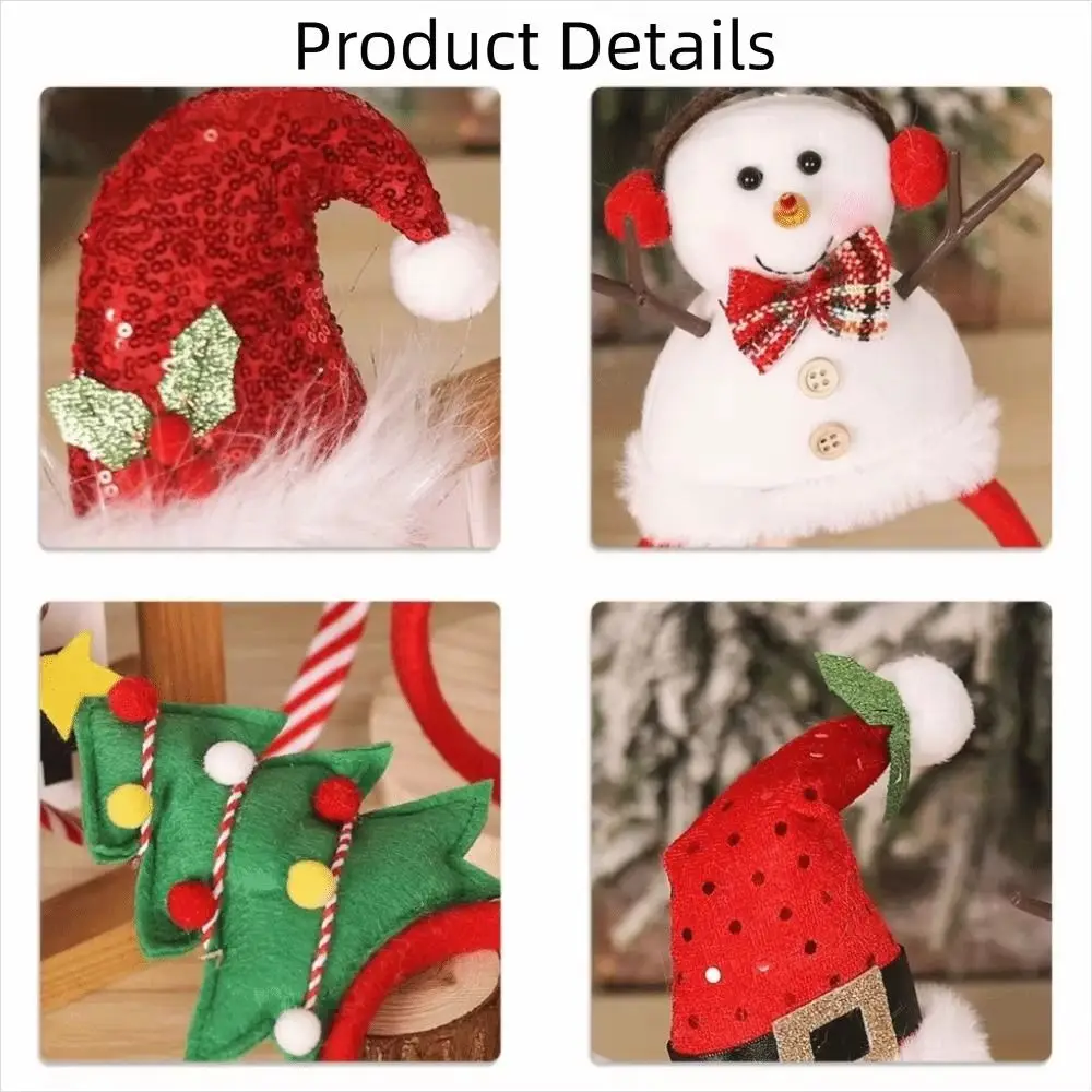 Cute Shiny Christmas Headband Snowman Christmas Tree Christmas Hat Hair Hoop Cloth Plush Deer Antler Hairband Photo Props