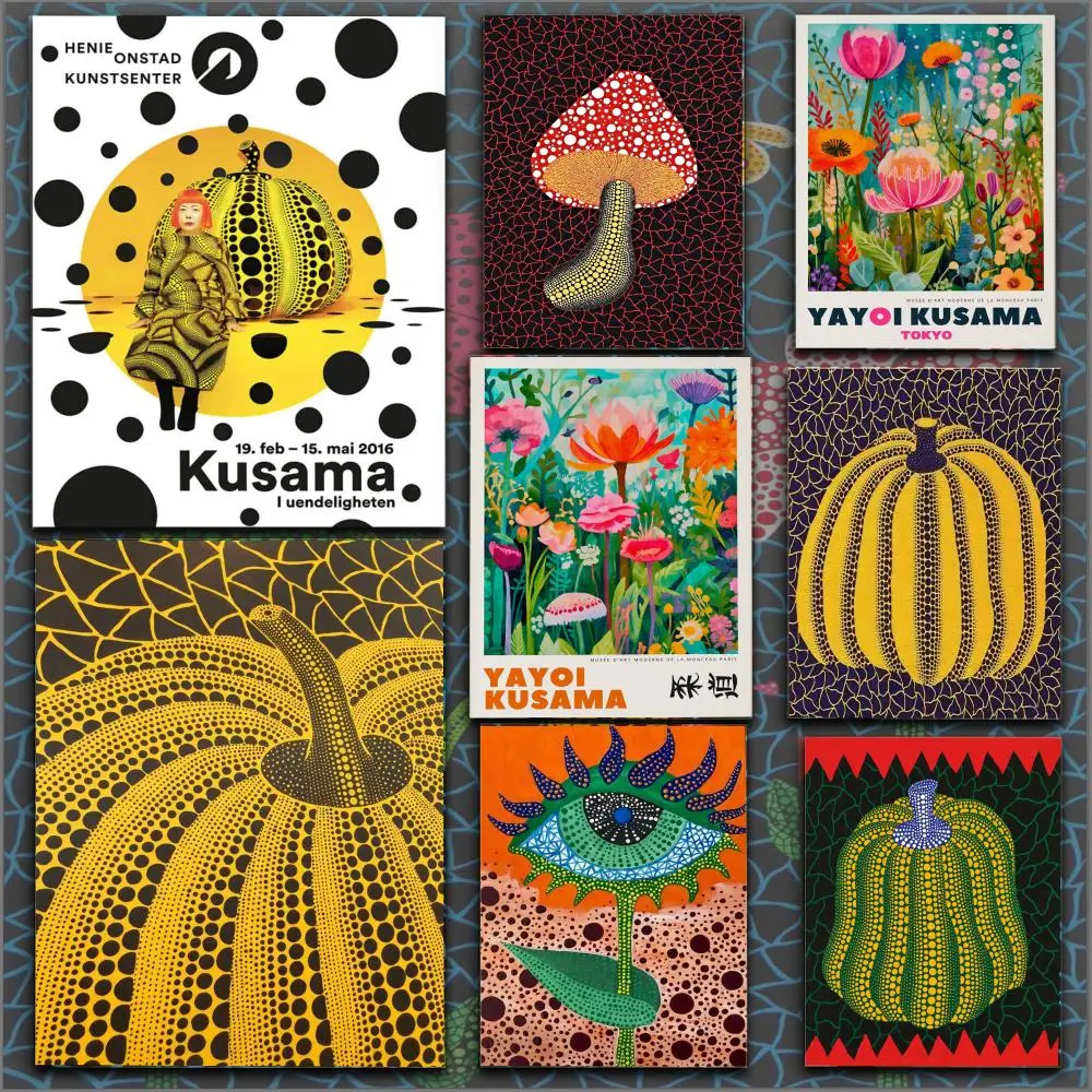 Y-Yayoi Kusama Kürbis abstraktes nordisches Poster HD Anime Hot Theme Sänger/OST/Film-wasserdichte selbstklebende Heimdekoration
