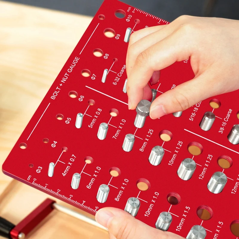 Nut & Bolt Thread Checkers-28 Bolt Size & Thread Identifier Gauge & 8 Size Aperture Gauge,Measuring Identifier