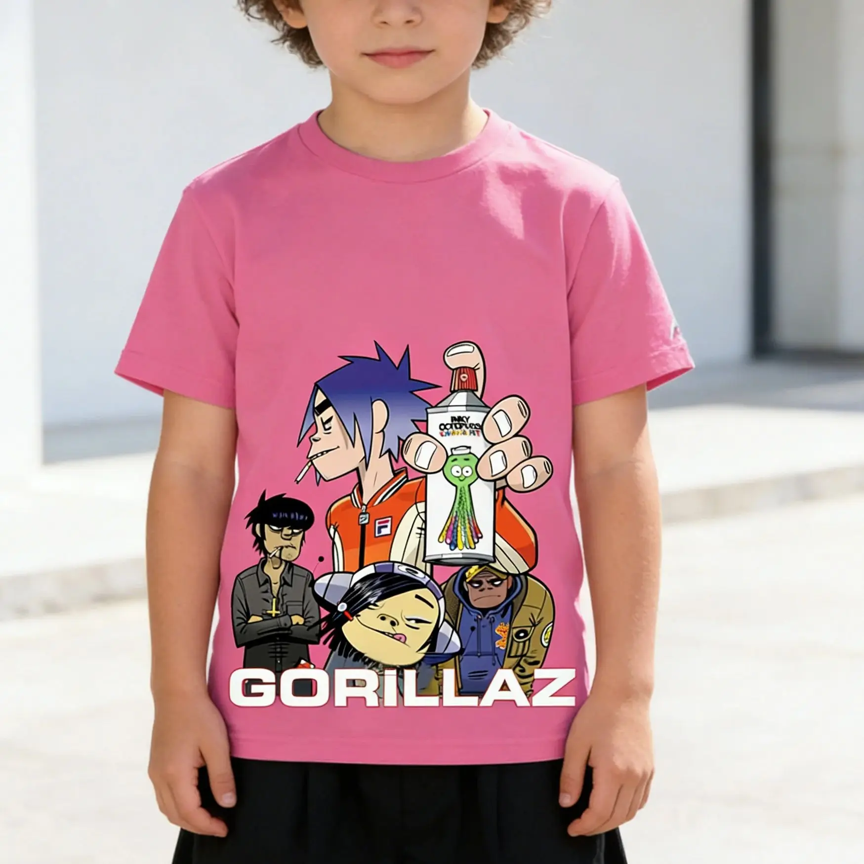 Camiseta de banda de Rock Gorillaz, camiseta de gran tamaño a la moda para niños, camisetas de Hip Hop para niños, camisetas Unisex, camiseta para niño, Camisetas Kawaii para Hombre