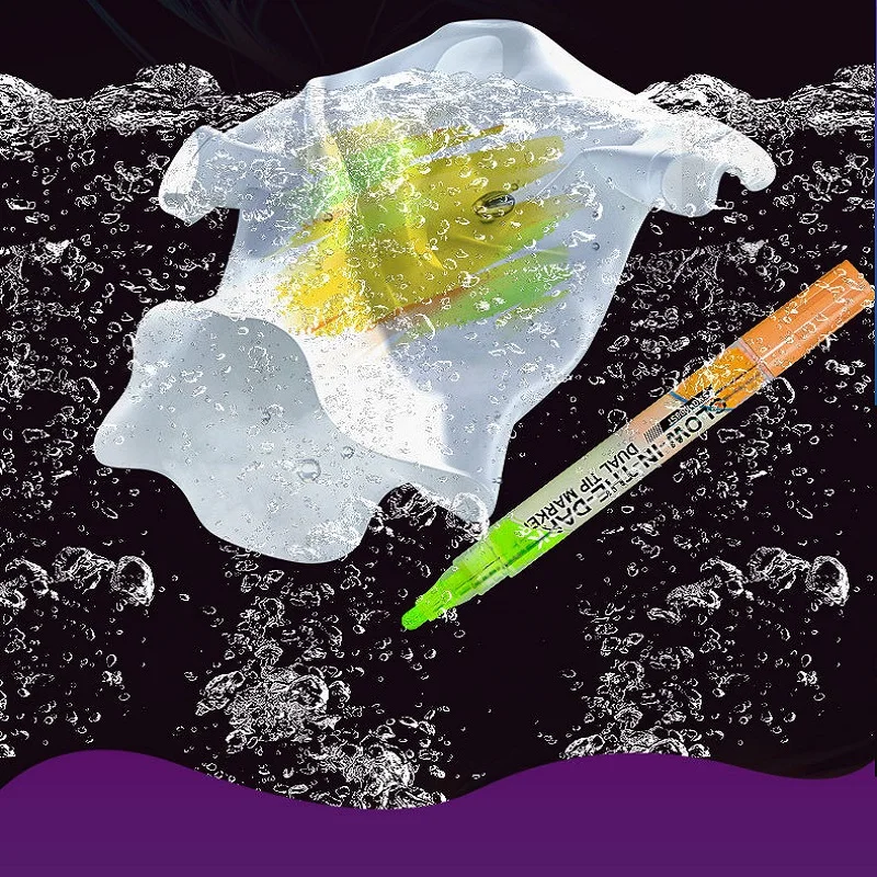 1PC 형광펜 양방향 듀얼 컬러 빛나는 그림 편지지 영구 마커 건조 지우기 냄새 없음 미술 용품