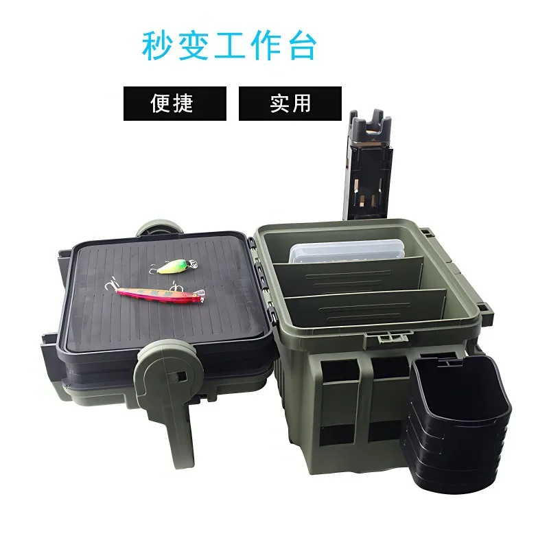 Sea Fishing Tackle Storage Box- Portable Waterproof Gear Organizer for Fishing Rods &