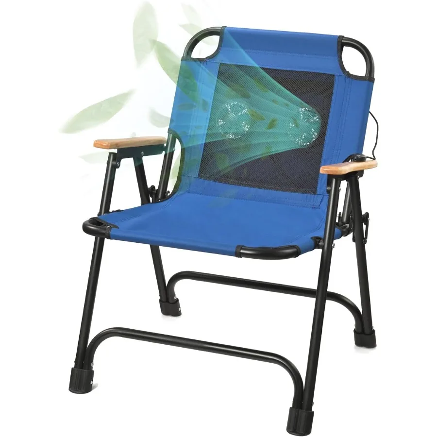 

Foldable Beach Chair with Builtin Fan and USBPowered Cooling System for Outdoor Camping Beach Fishing and Relaxation in Summer
