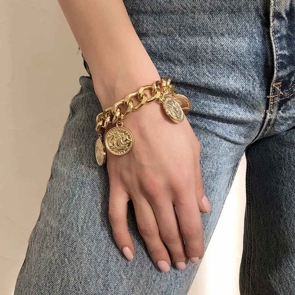 

coin bracelet for Women Men Turkey's Ancient Coins Banglet Turk Jewelry Gold and Silver Colo