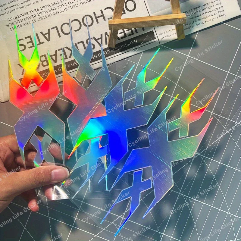 1PC 눈길을 끄는 홀로그램 레드 비닐 데칼 - 물병/노트북/휴대폰/자동차 장식을 위한 대담하고 창의적인 분위기