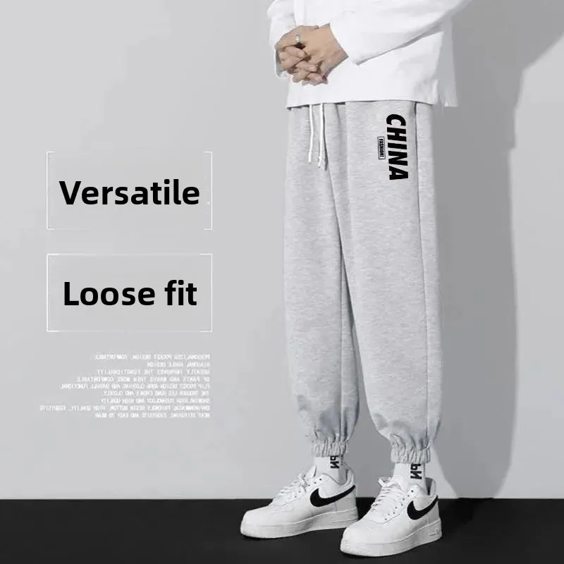 

Men's Loose Fit Casual Pants Spring Autumn Thin Korean Sle Letter Print Spor Long Trousers Youthful Vitali Sle