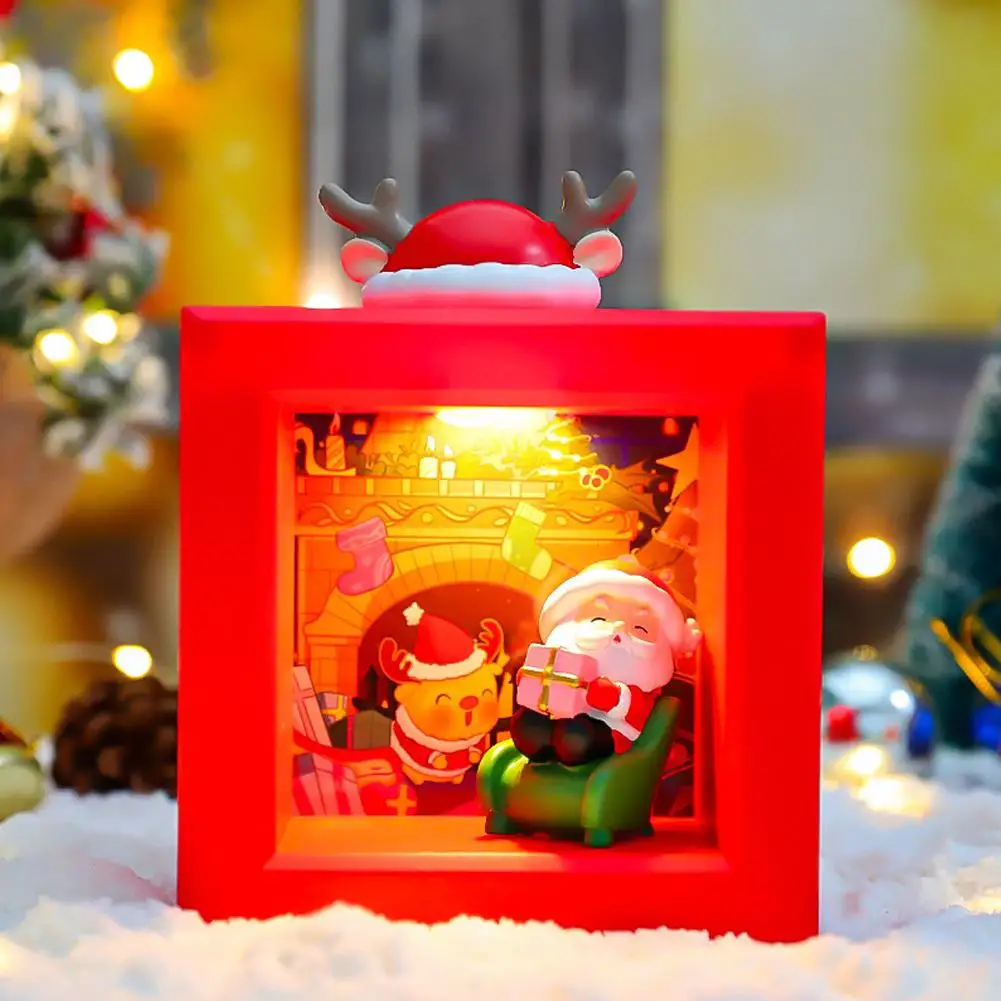 Christmas LED Lights Night Lights Red Santa Claus Reindeer Theme Night Light - Cute And Warm Bedside Decoration Night Light