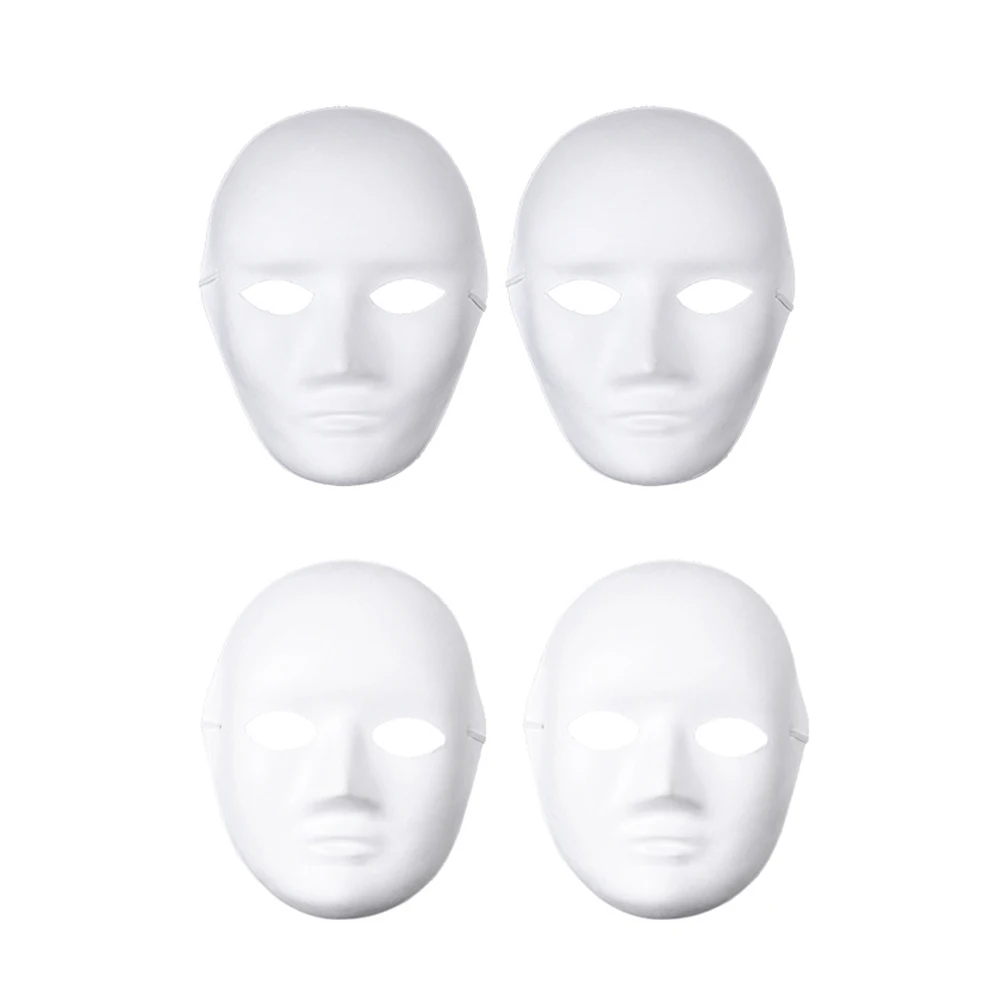 

4 Pcs Hand Painted Mask Pulp Diy White Male Halloween Aldult Unpainted Masquerade Face for Men Man
