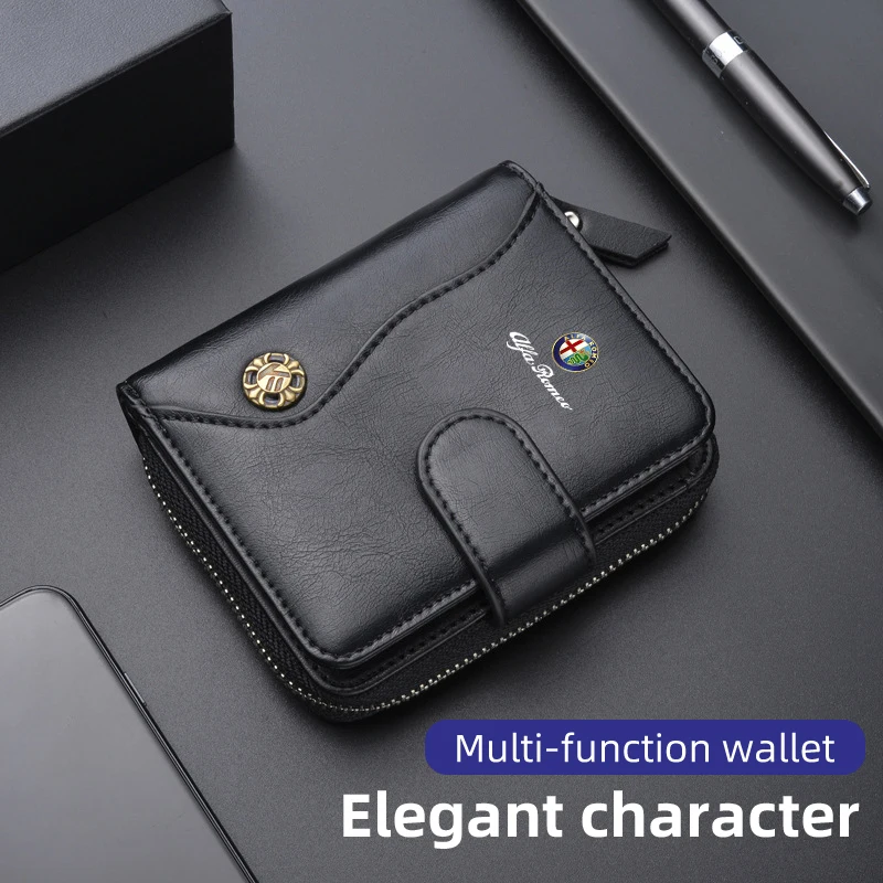 Vintage Tower Buckle Wallet Fashion Short Wallet Bank Card Coin Purse For Alfa Romeo Giulietta GT 159 147 156 Mito Brera Giulia