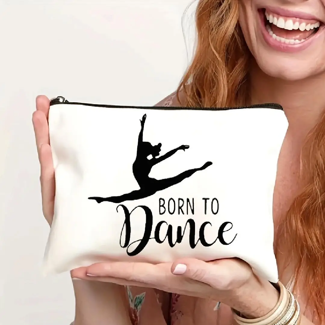 A Born to dance make-up tas - schattig multifunctioneel ritszakje voor dames, sieraden opbergtas,