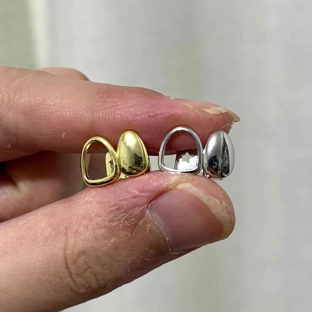 RACHELZ الهيب هوب مختلط مزدوج الجوف الأسنان Grillz الشرير لامعة الأسنان قبعات للنساء الرجال المجوهرات عيد الميلاد تأثيري هدية #6