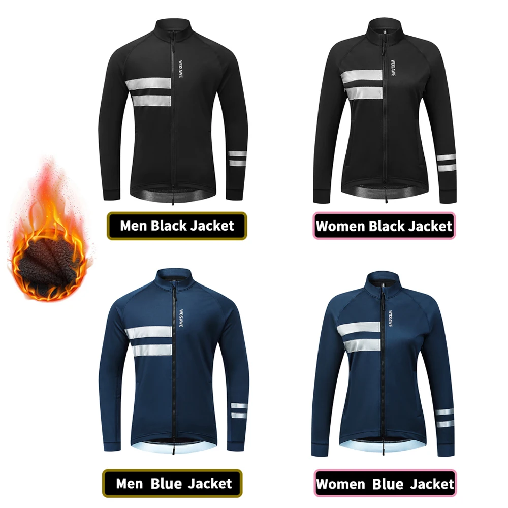 WOSAWE Winter Cycling Jacket Outdoor Warm Fleece Coat Thermal Bike Jacket Mtb Bicycle Jersey Windproof Reflective Windbreaker