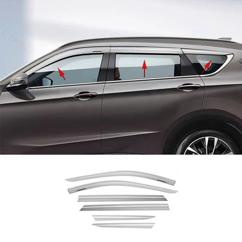 

Car accessories FIT FOR Jetour X70 Plus VT9 2021-2025 ABS chrome black waterproof Door Window Visor Vent Shades Sun Rain Guard