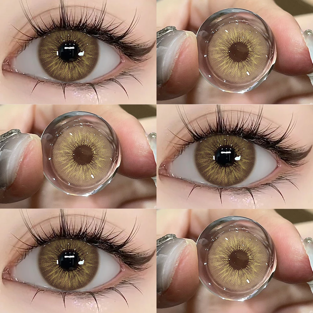 UYAAI 【1*contacts Lenses+1*tweezers+1*lenses Case】Multicolored High Quality Soft Lenses Yellow Contacts Yellow Eyes Gloss Beauty