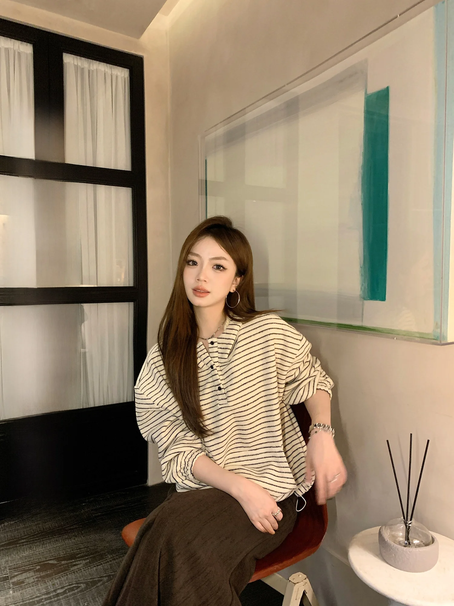 

Aeo Women's Hoodie Sweatirt Fce Brued Striped Loose Fit Overhead New Autumn Winter Thiened Long Sve Korean ...