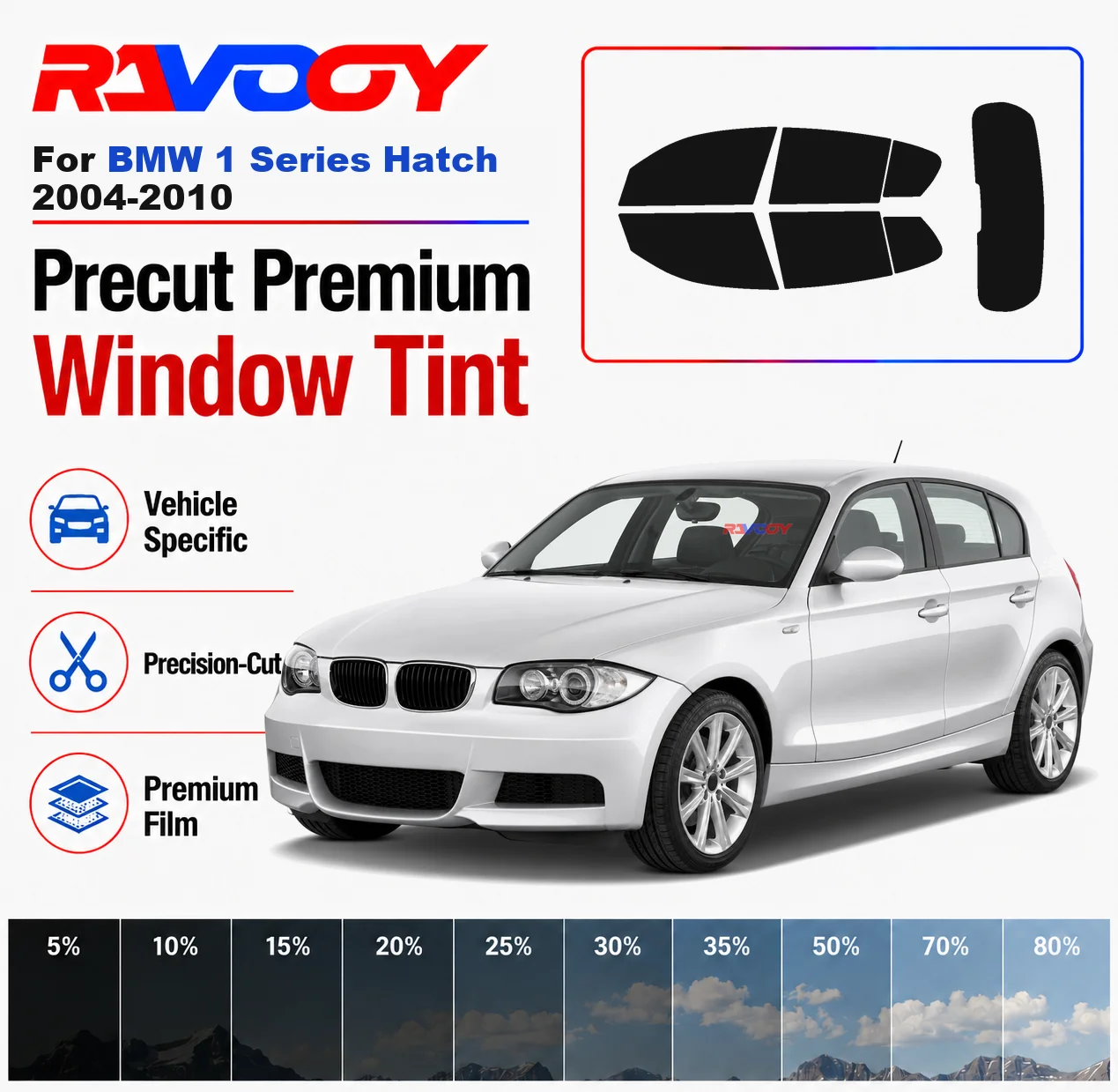 

Premium Precut Window Tint Kit Front Rear Windows Rear Windshield For BMW 1 Series Hatch 2004-2010 Car Solar Nano Ceramic Film