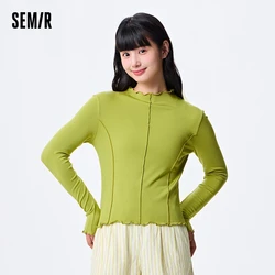 Semir Bottoming Shirt Women Half-High Collar Slim Fit Trendy Brushed Base Layer That Can Be Worn Outside