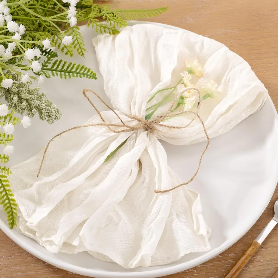 

25 шт., салфетки из марли цвета слоновой кости, моющиеся осенние салфетки в стиле бохо, деревенские марлевые скатерти, оптом, 21x21 дюймов для свадебной вечеринки B