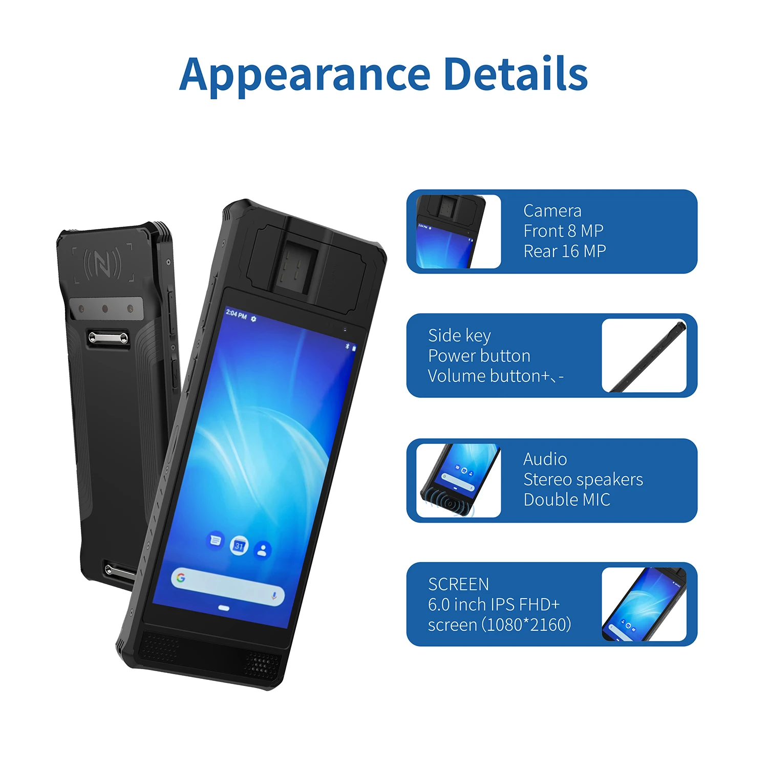 New SP60 5G Handheld PDA 6.0-inch HD Screen 6400mAh Battery Android 13 1D 2D NFC Optical Fingerprint RFID PDAs VN