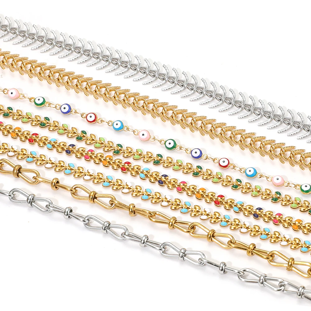 1 Meter Edelstahl-Blattkette mit Knotenanhängern für Halsketten, Armbänder, DIY-Schmuck und Ohrringe – Detail 3