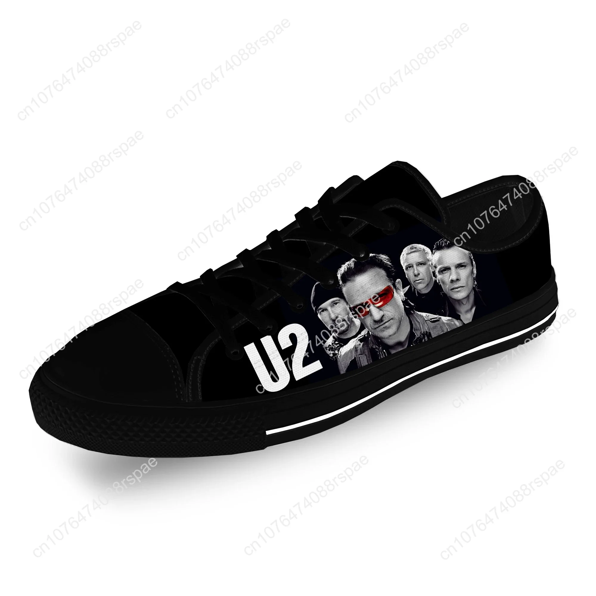 U2 Low Top Sneakers Music Rock Band Mens Womens Teenager Casual Shoes Canvas Running Shoes 3D Print Breathable Lightweight Shoe