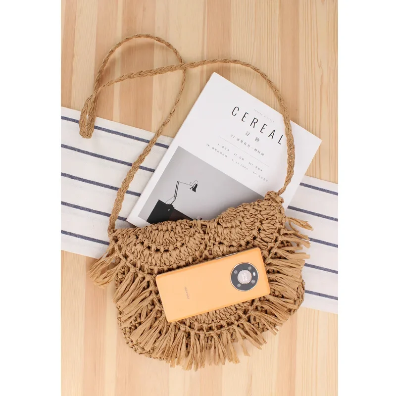 Summer Straw Bags For Women Handmade Tassel Beach Bags 2022 Raffia Rattan Woven Handbags Vacation Shoulder Crossbody Bags Clutch