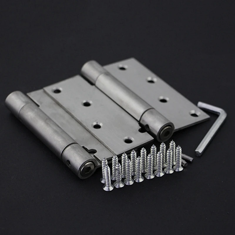 Self Closing Door Hinge, 8 Pack 4 Inch Heavy Duty Square Stainless Steel Mortise Spring Automatic Closer Hinge Hardware