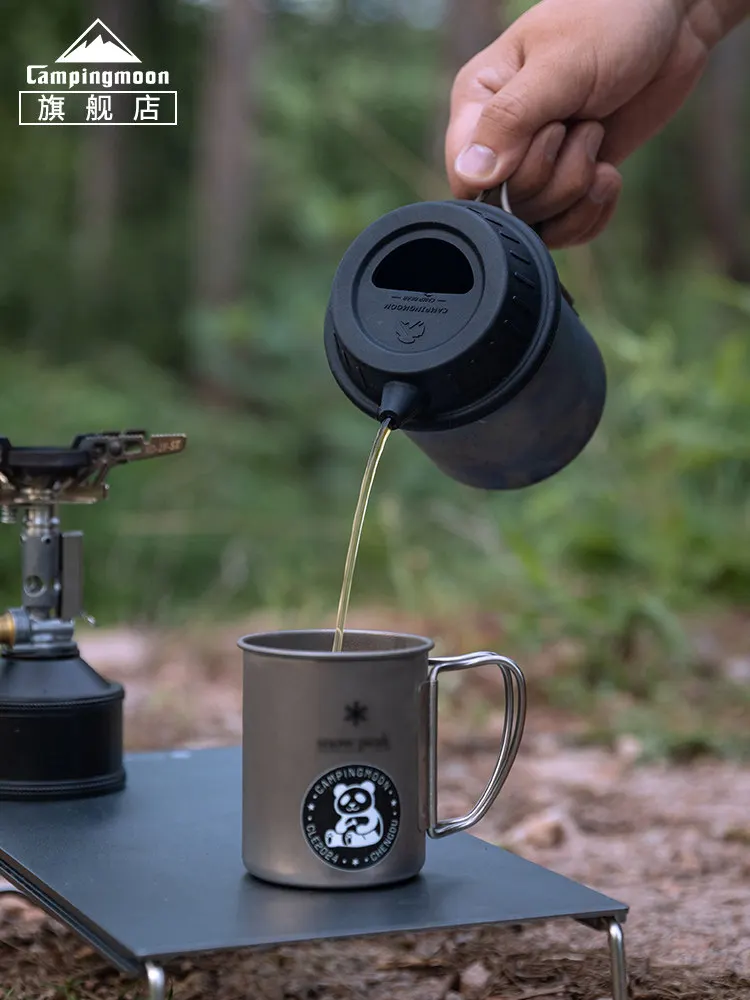 CAMPINGMOON S-GF/S-GF-BK Silicone Snow Cup Lid Black Universal Titanium Lid for Camping Coffee Hand Pot Use