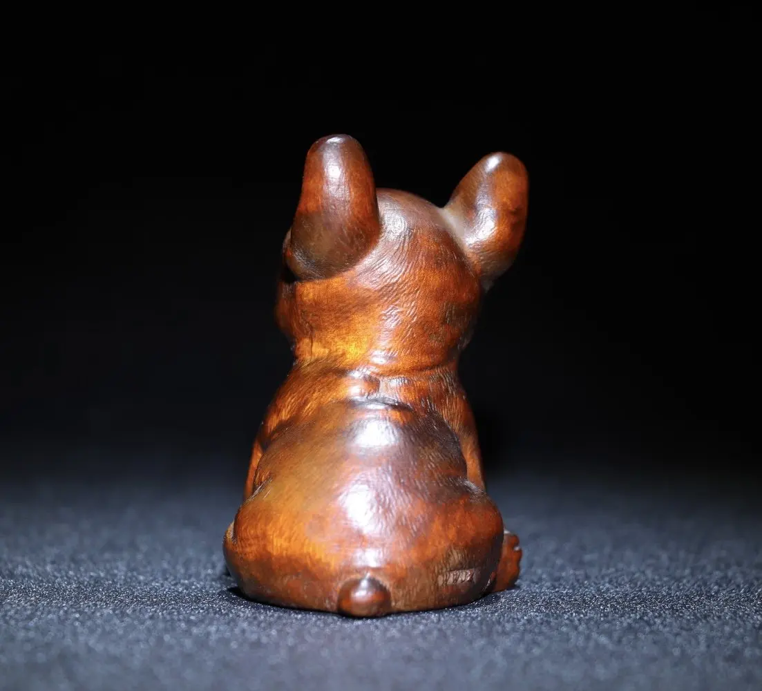 Nordic Bulldog Sculpture Dog Statue Miniature Home Decor Figurine Storage Table Ornament Gift Wood Carving Home Art Statue