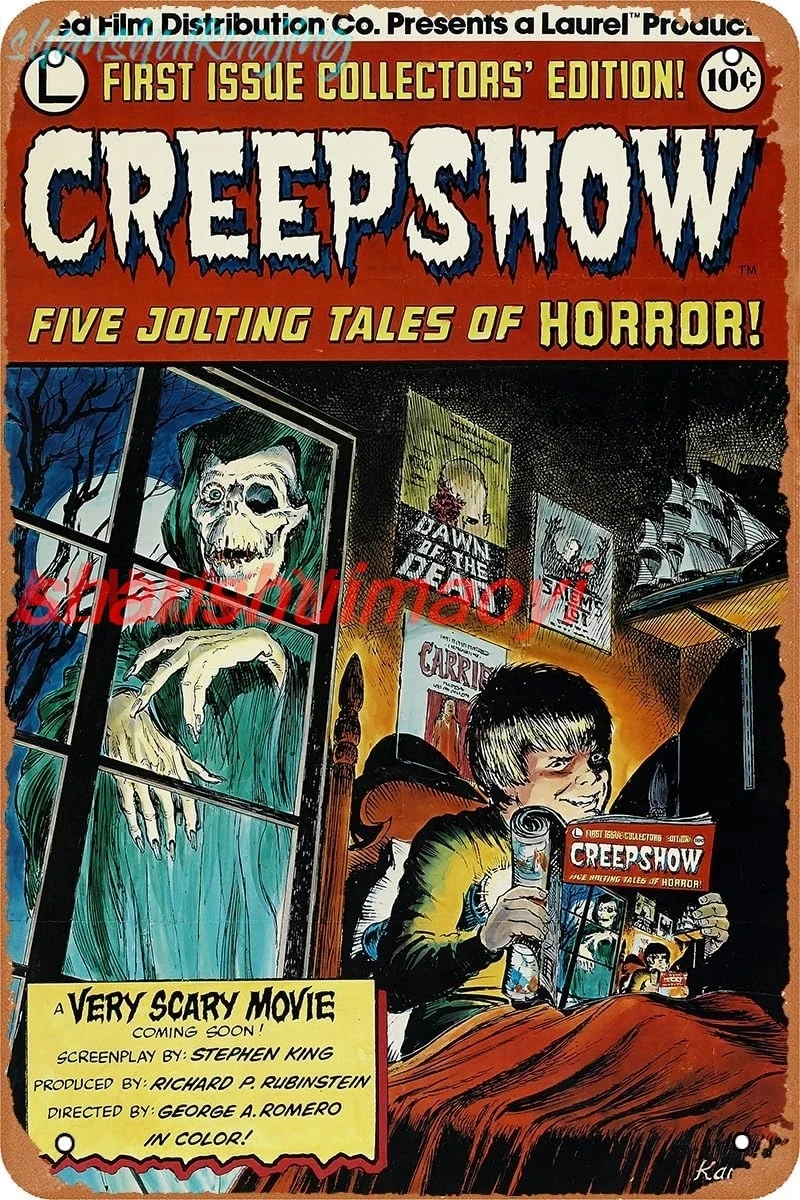 Creepshow (1982) Horror Movie Poster Vintage Tin Sign Retro Metal Sign for Cafe Bar Office Home Wall Decor Gift 12 X 8 inch sign