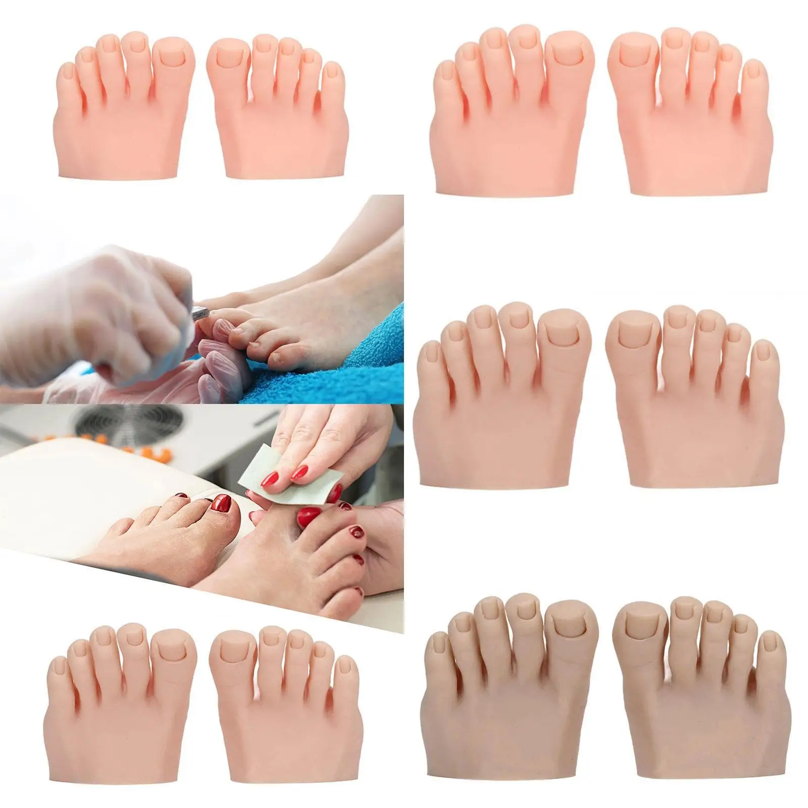 

Practice Fake Foot Model Multifunctional Reusable Professional Soft Realistic Movable Half Foot Art Training for Nails Tips