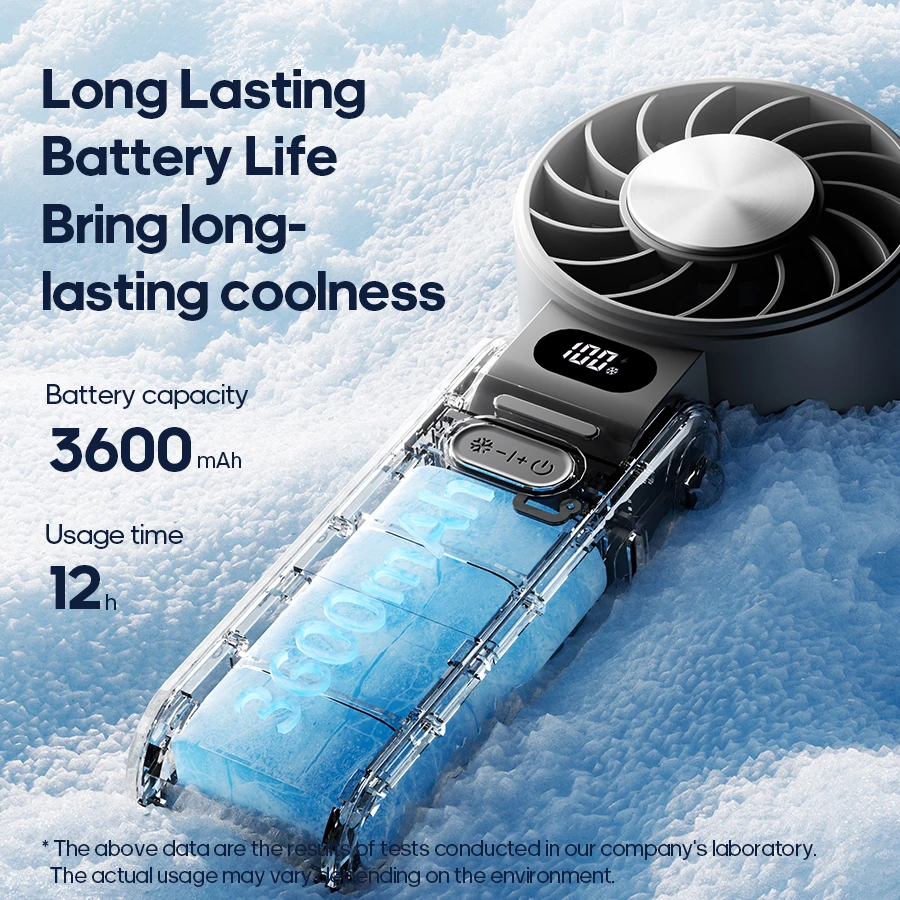 Kinscoter مروحة تبريد جديدة محمولة 3600 مللي أمبير في الساعة مروحة محمولة قابلة للطي 100 مستوى تحكم مجاني عالية السرعة مروحة شخصية صغيرة مع حبل