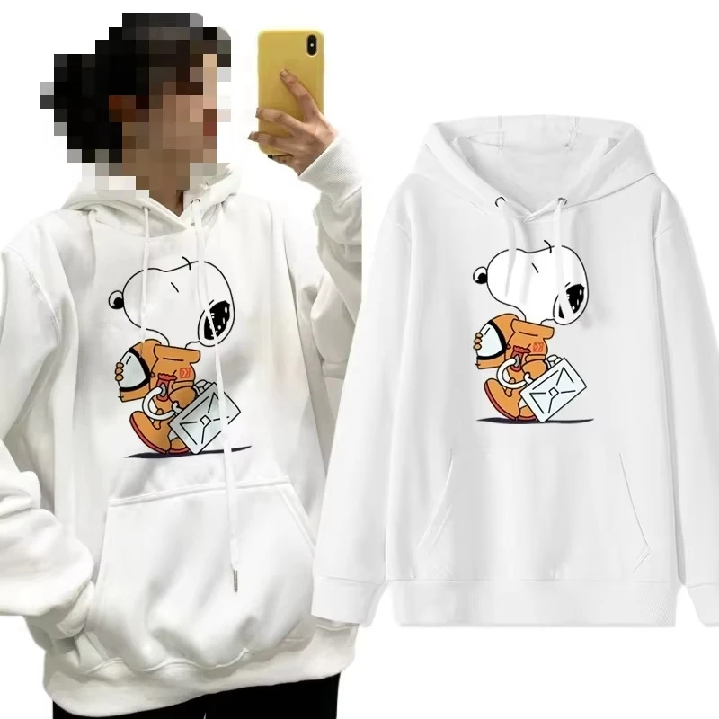 

Miniso New Cartoon Snoopy Print Pullover Hooded Sweetheart Cute Cartoon Loose Top Coat Hoodie Couple Casual Versatile Fashion