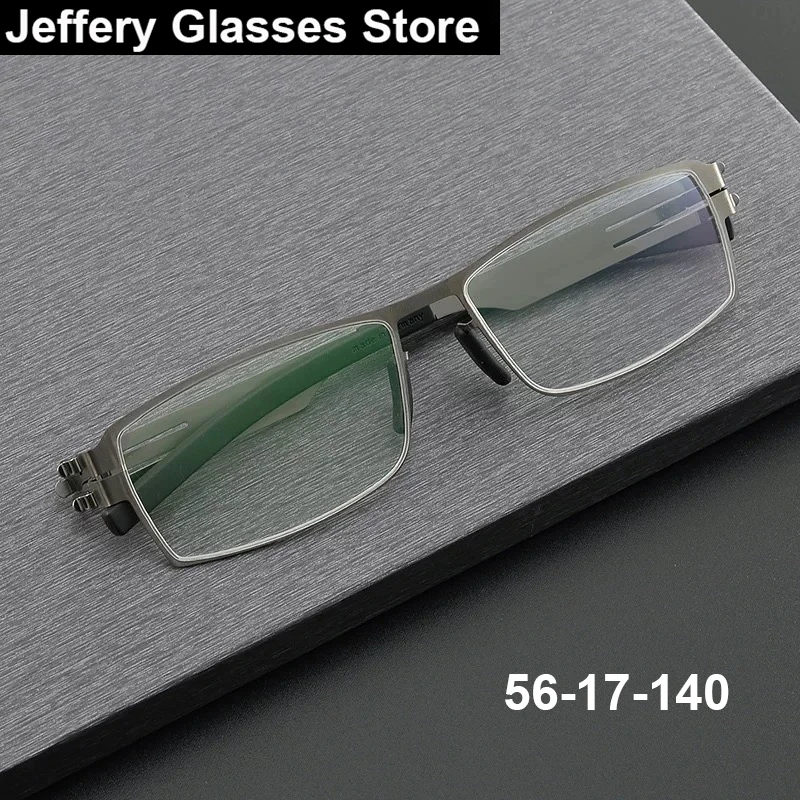

Germany Screwless Men Square Eyeglasses Fashion Business Vintage Ultralight Glasses Frame Rectangle Handmade Spectacle Gafas