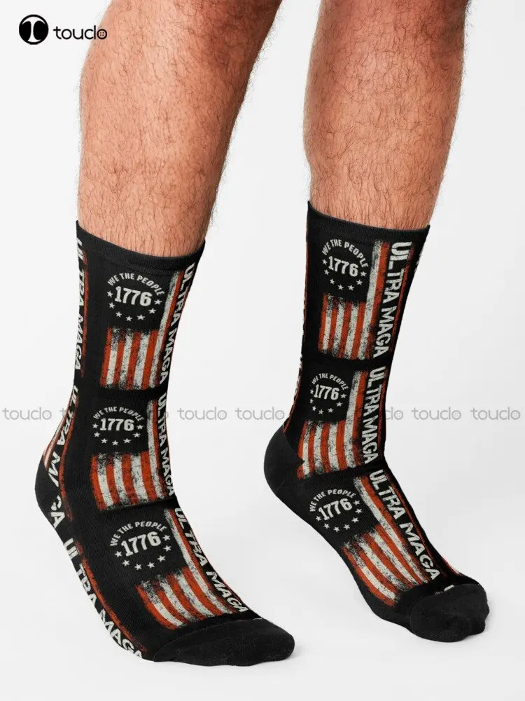 Ultra Maga 1776 Socks Womens Boot Socks Personalized Custom Unisex Adult Teen Youth Socks 360° Digital Print Custom Gift Casual