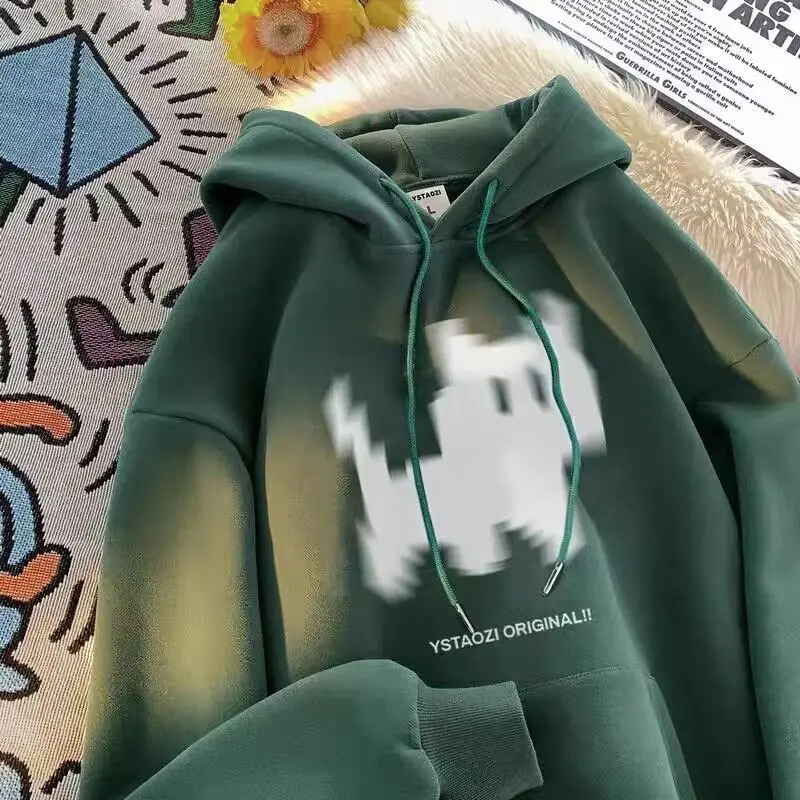 American Streetwear Hoodie Couple Matching Autumn Winter Unisex Casual Pullover Tops