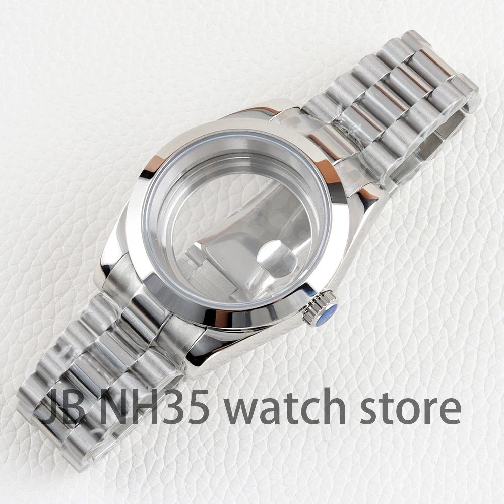 36 mm / 39 mm NH35 kast zilver massief roestvrij staal saffierglas waterdichte horlogekasten voor Datejust NH35 NH36 automatisch uurwerk