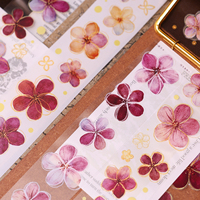 XiaoBai New Retro Pink and Blue Flower Washi Masking PET Tape Journal Collage Sticker Ribbon